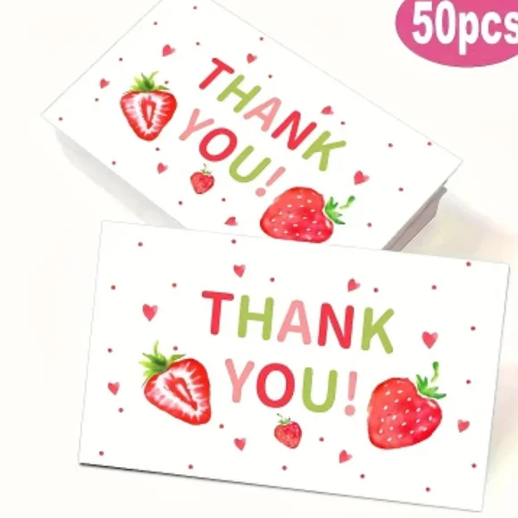 Strawberry Thank You Cards - 50 Pack - Picture 1 of 1